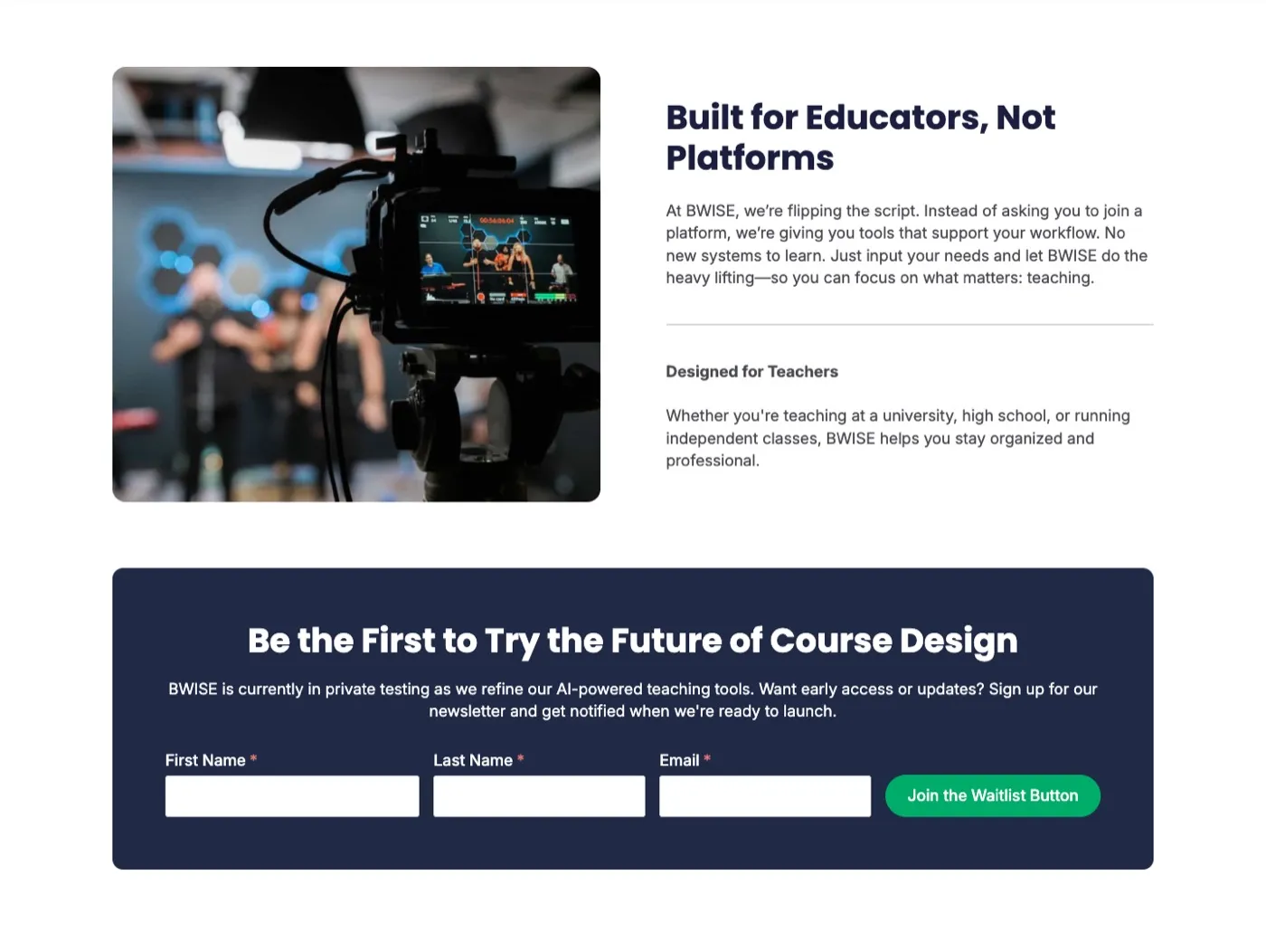 BWISE — Story & waitlist