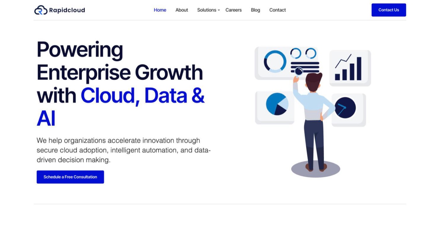 Rapidcloud website homepage