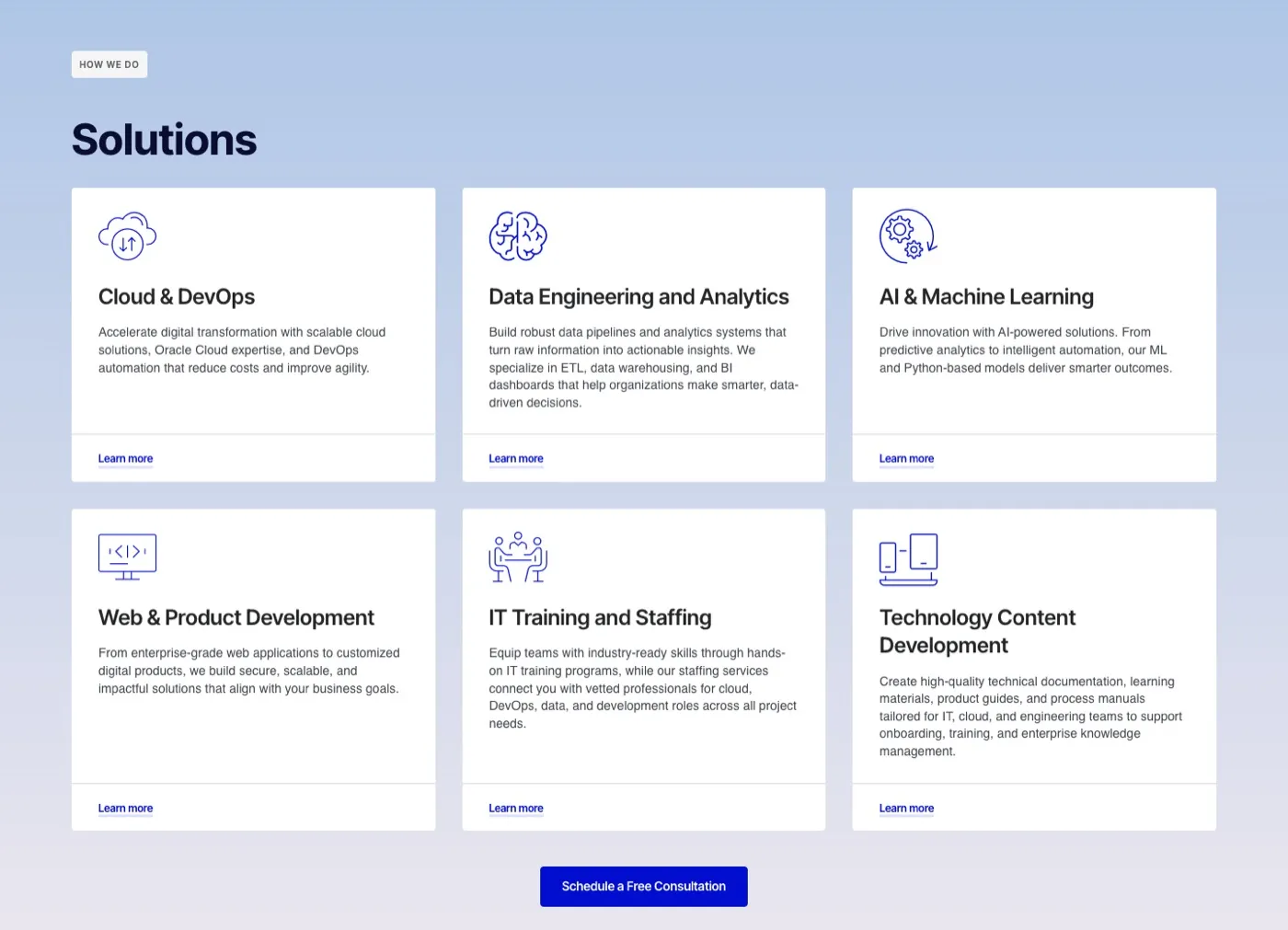 Rapidcloud — Solutions grid